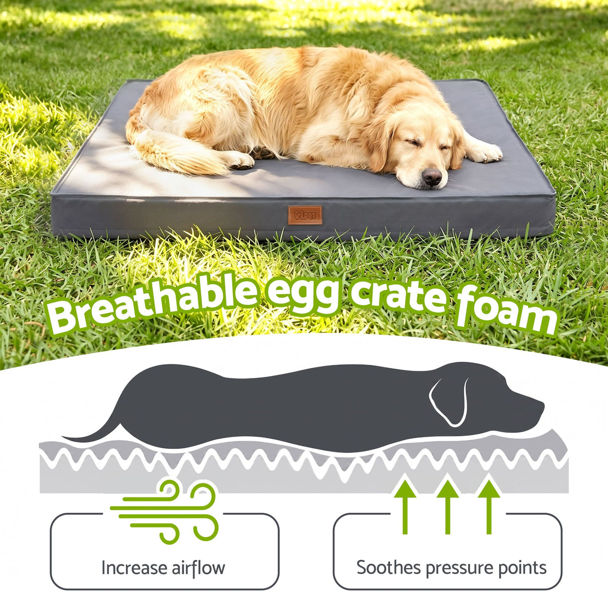 Orthopedic Egg Crate Dog Bed – Large, Grey