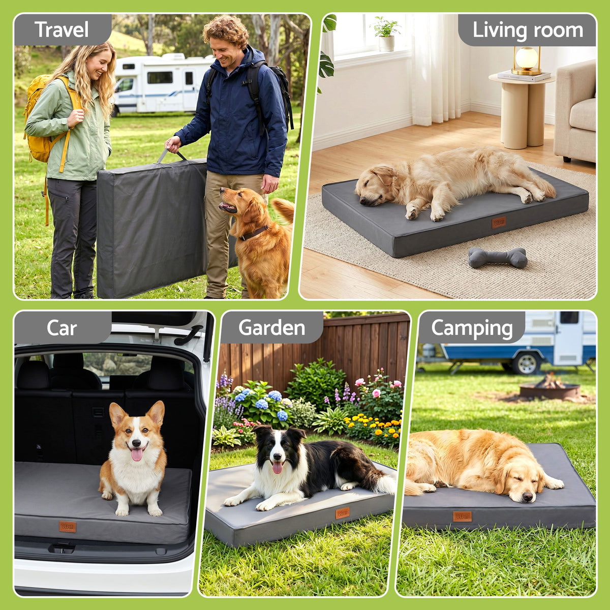 Orthopedic Egg Crate Dog Bed – Large, Grey