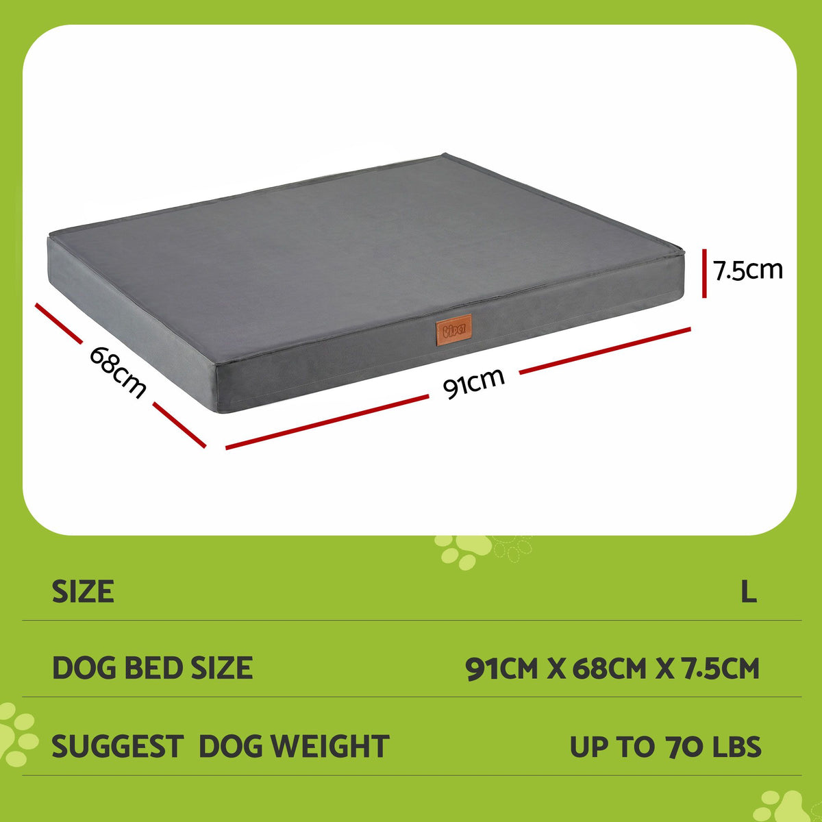 Orthopedic Egg Crate Dog Bed – Large, Grey