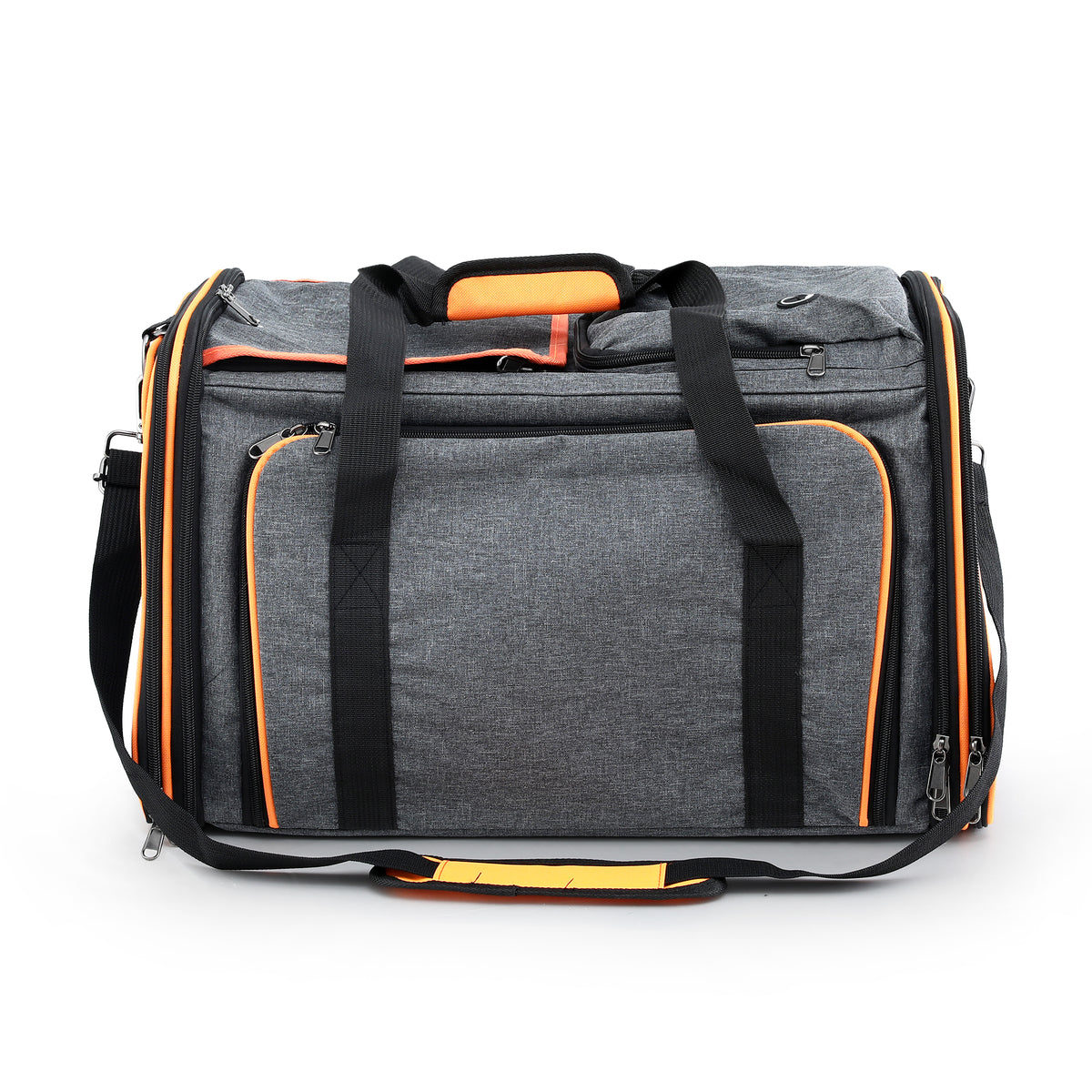 Expandable Pet Carrier Bag – Grey & Orange