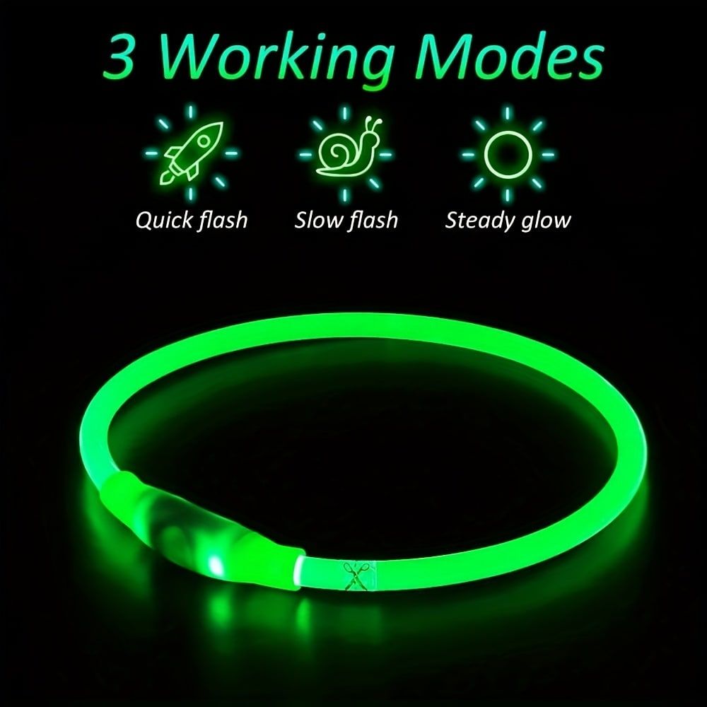 LED Glow Pet Collar, USB Rechargeable – Purple, L