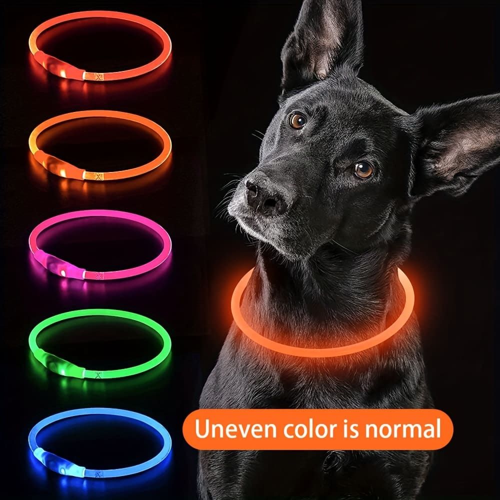 LED Glow Pet Collar, USB Rechargeable – Purple, L