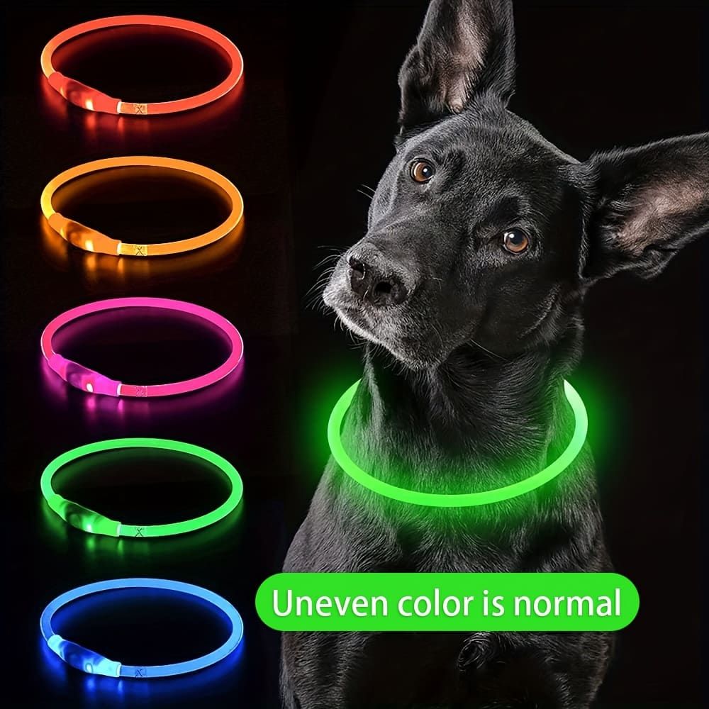 LED Glow Pet Collar, USB Rechargeable – Purple, L