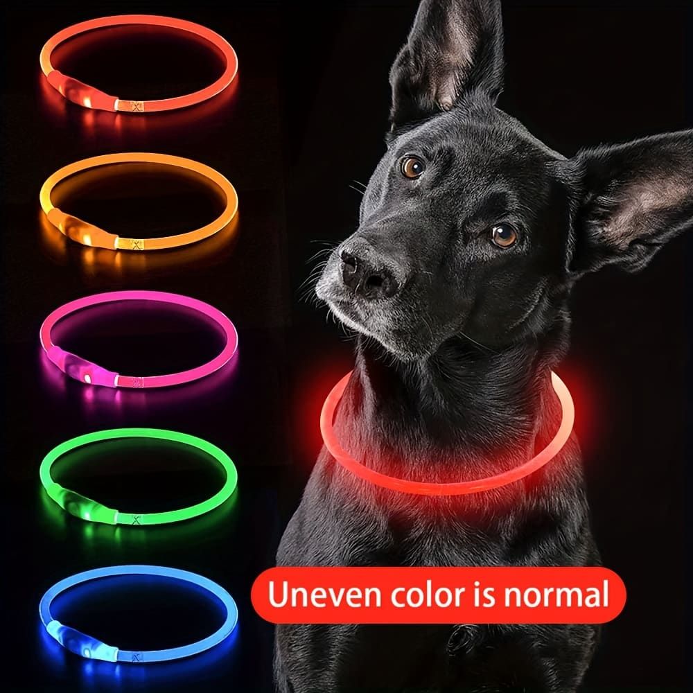 LED Glow Pet Collar, USB Rechargeable – Purple, L