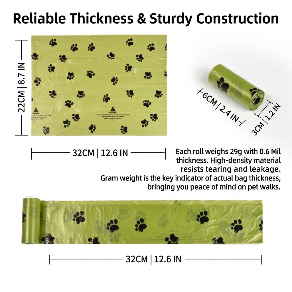 Poop Bags with Bone Hook & Dispenser – 8 Rolls ($11 Off in Cart)