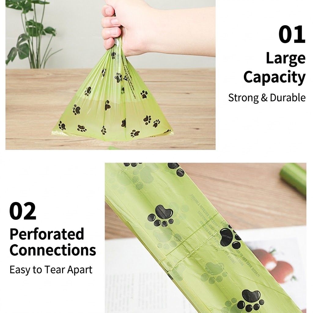 Poop Bags with Bone Hook & Dispenser – 8 Rolls