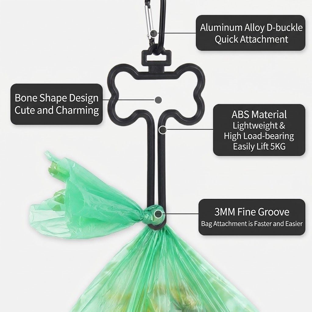 Poop Bags with Bone Hook & Dispenser – 8 Rolls