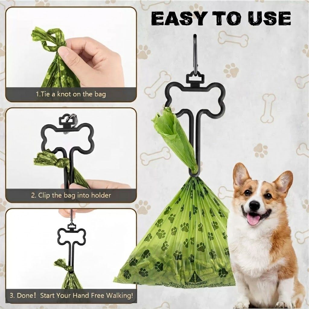 Poop Bags with Bone Hook & Dispenser – 8 Rolls