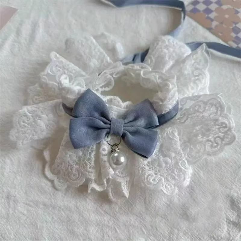 Lace Bow Cat Collar – Burgundy, S