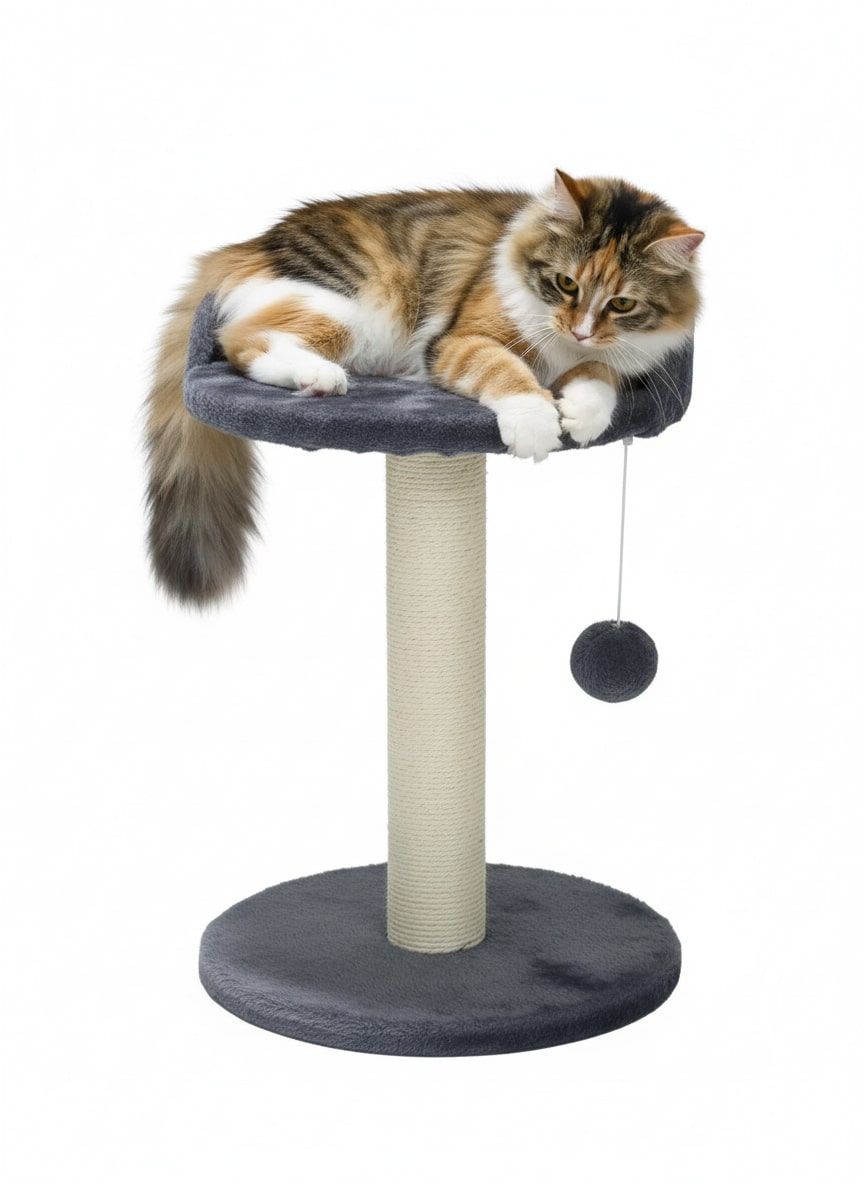 Small Cat Tree with Plush Perch & Toy – 47cm