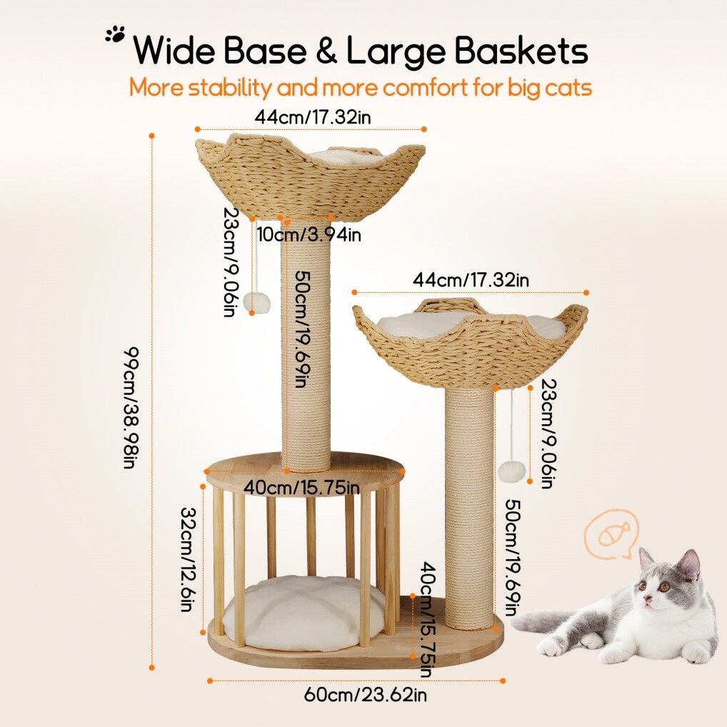 Cat Tree Tower with Condo & Baskets