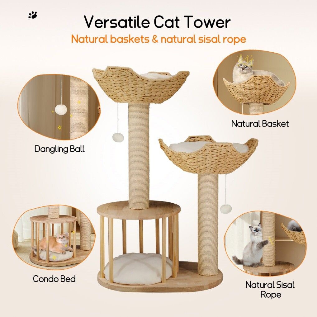 Cat Tree Tower with Condo & Baskets