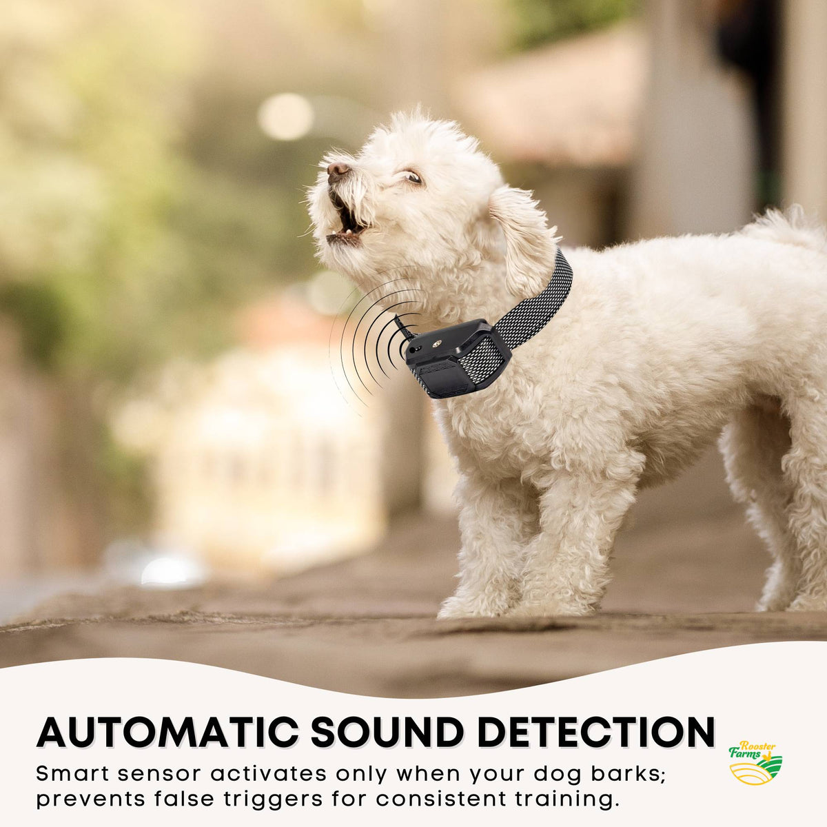 Rooster Farms Bark Training Collar – Citronella & Sound, Rechargeable