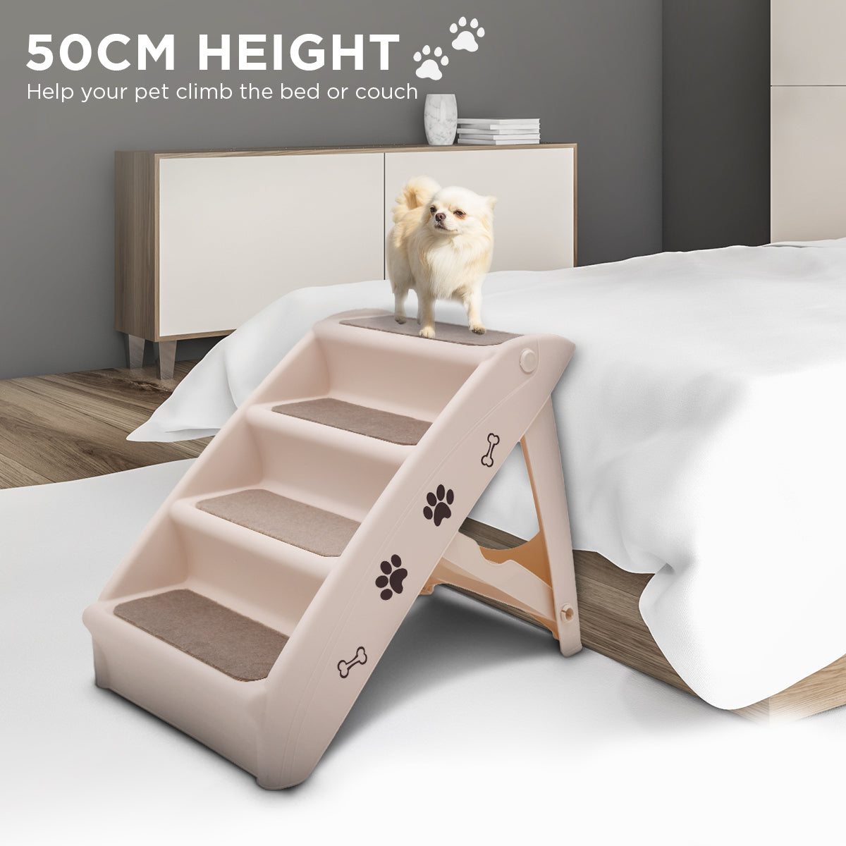 Foldable Pet Stairs 50cm – White