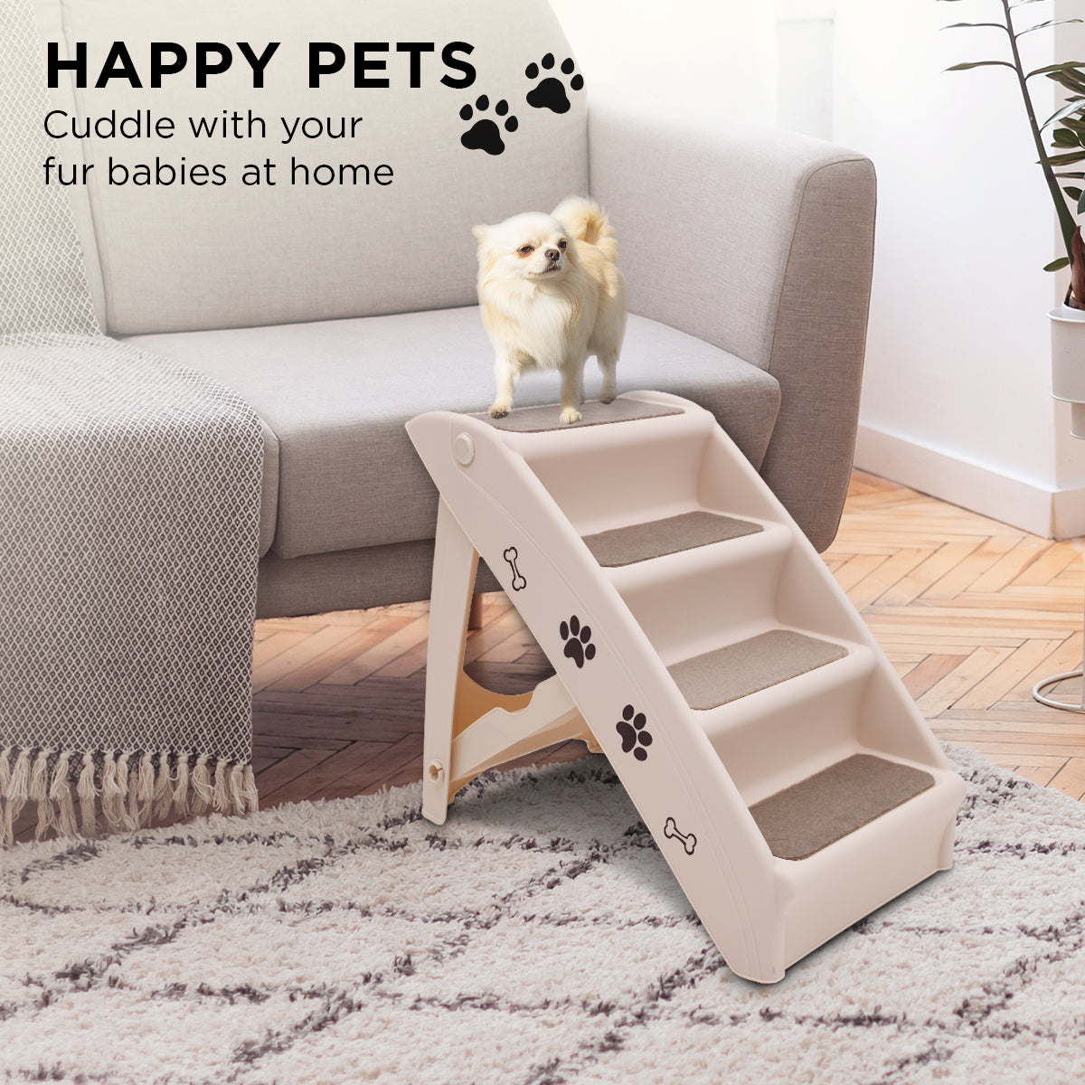 Foldable Pet Stairs 50cm – White
