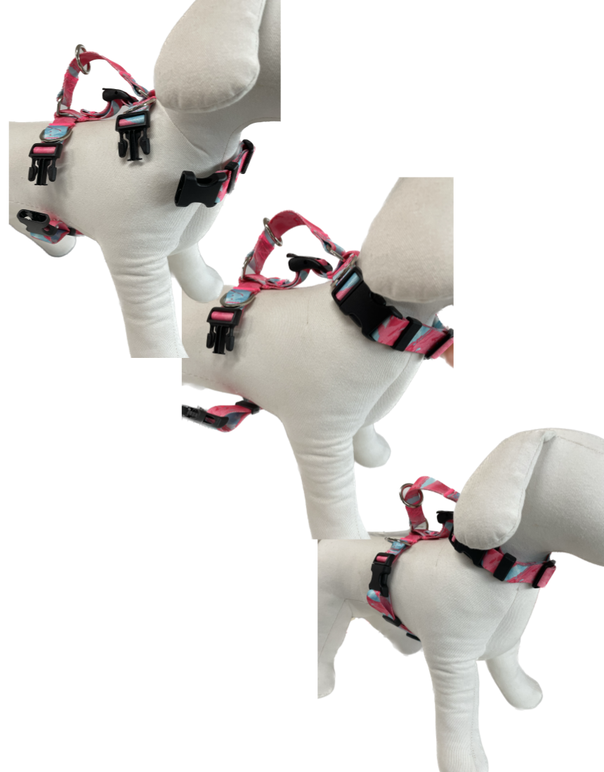 No-Pull Double-Strap Dog Harness – Pink, L