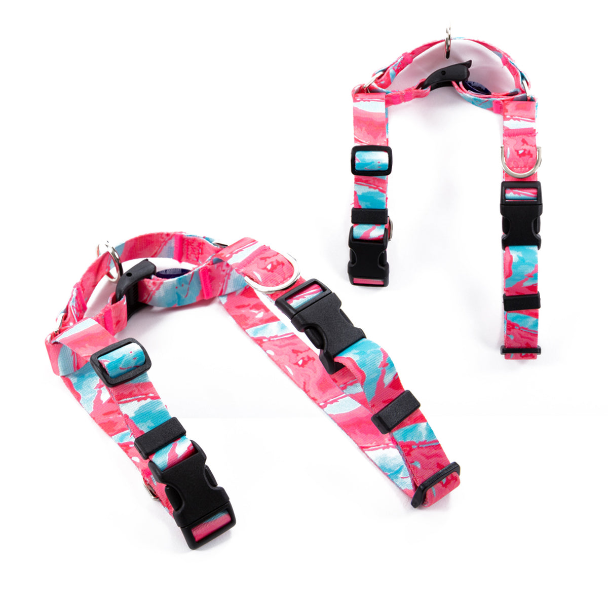 No-Pull Double-Strap Dog Harness – Pink, L