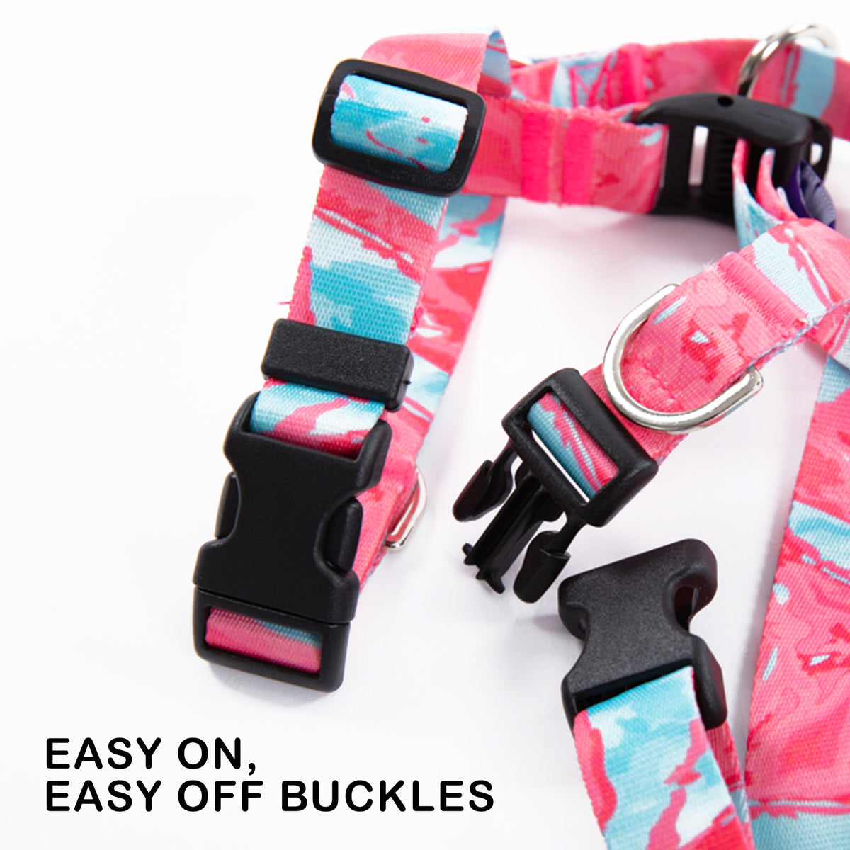 No-Pull Double-Strap Dog Harness – Pink, L