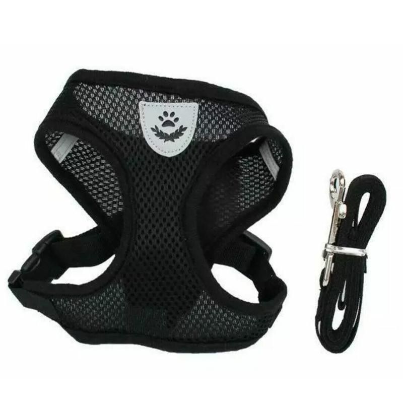Mesh Vest Dog Harness – Black, L