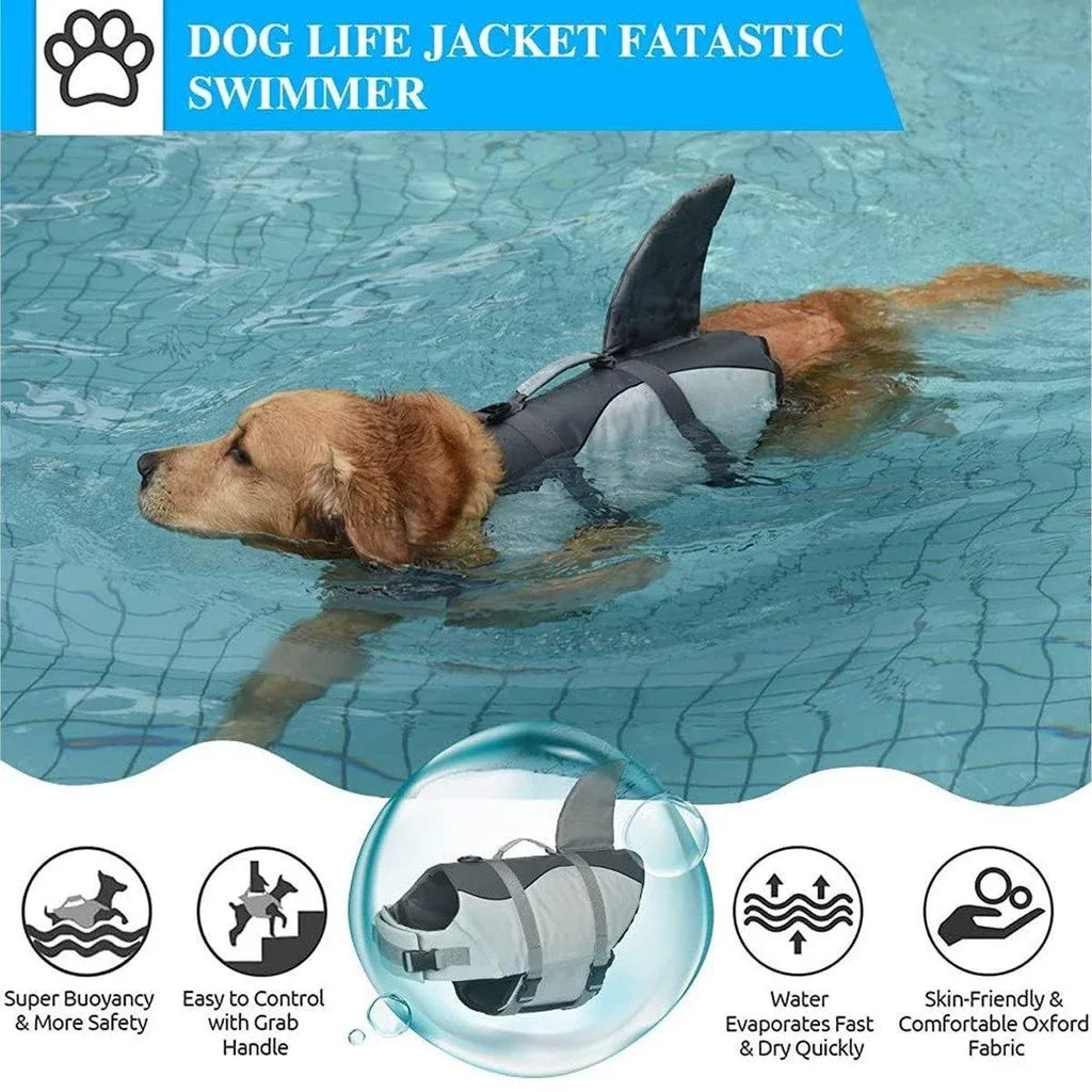 Shark Dog Life Jacket – Grey, M