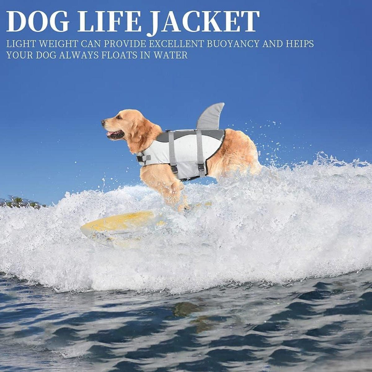 Shark Dog Life Jacket – Grey, M