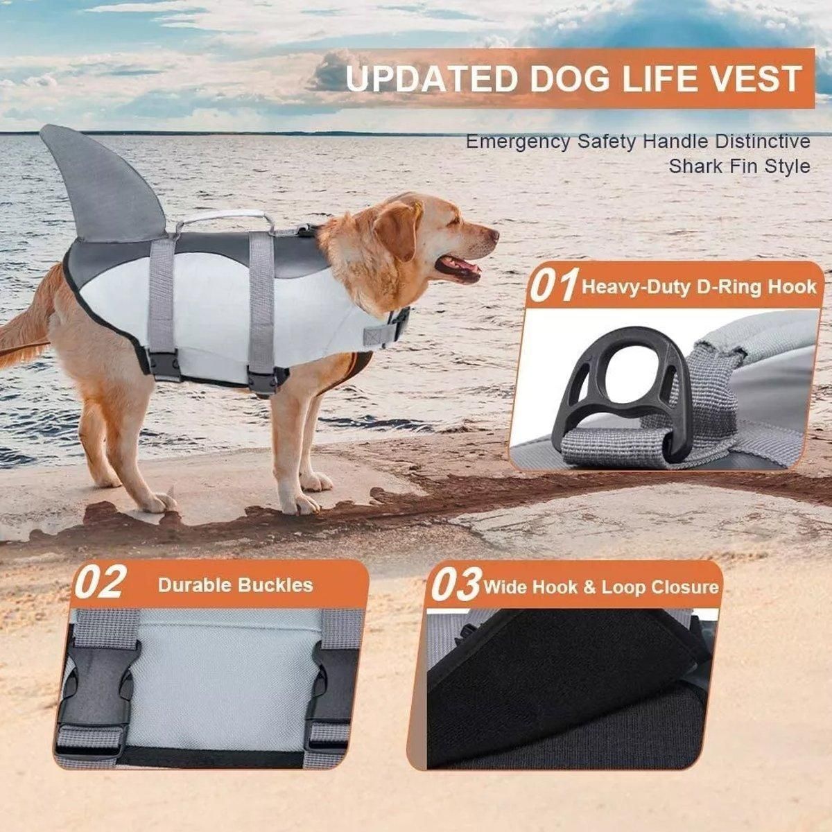 Shark Dog Life Jacket – Grey, S