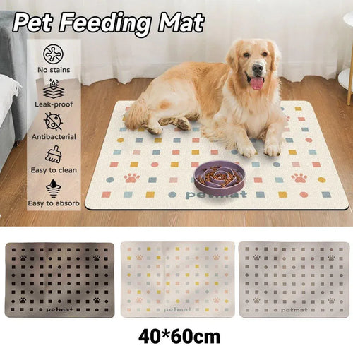 Absorbent Pet Feeding Mat – Light Grey