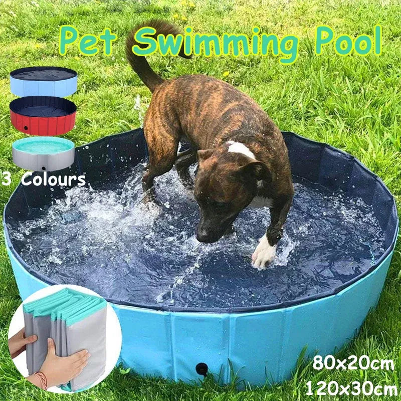 Foldable Dog Swimming Pool – Grey, 120x30cm