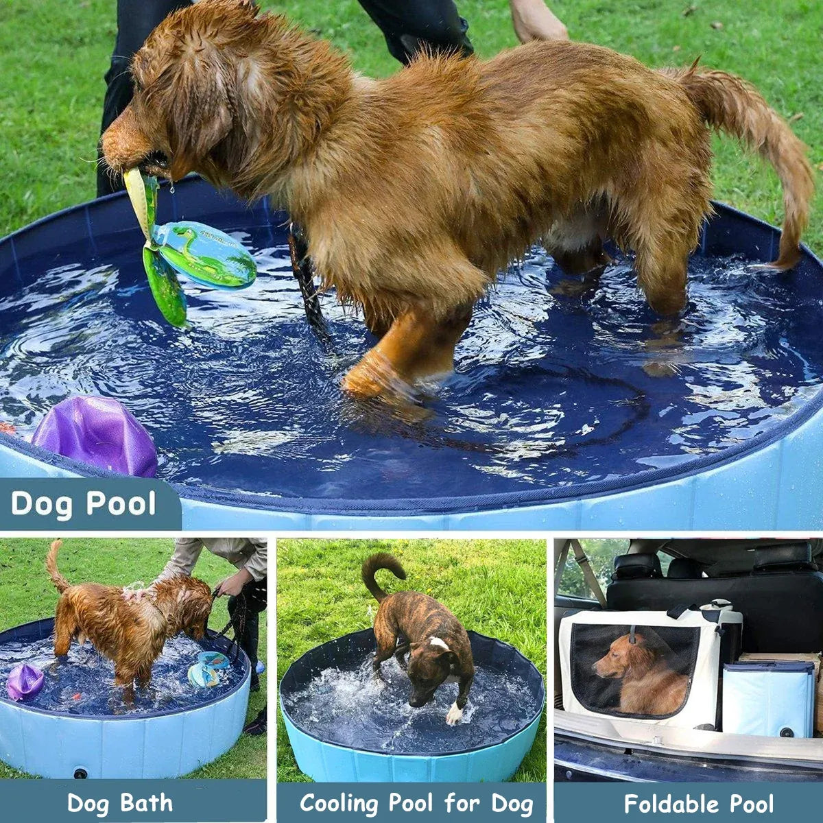 Foldable Dog Swimming Pool – Grey, 120x30cm