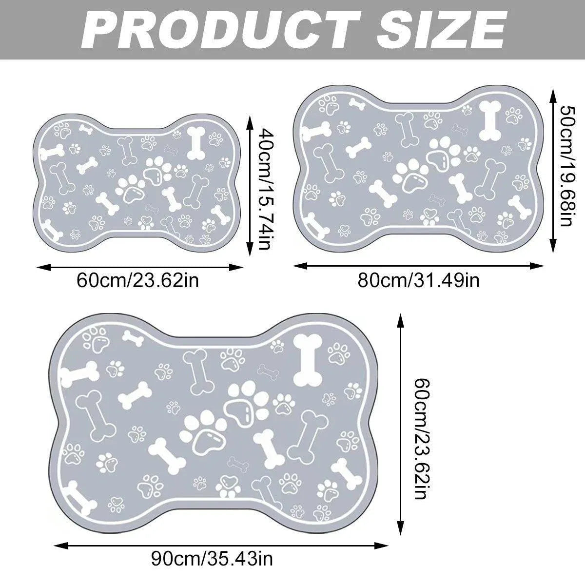 Absorbent Pet Feeding Mat – Black, 60x90cm
