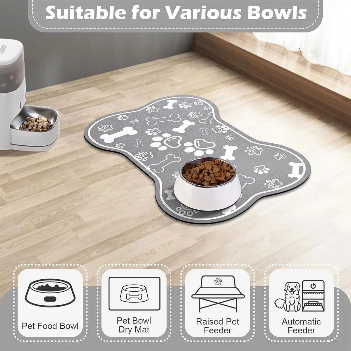Absorbent Pet Feeding Mat – Black, 60x90cm