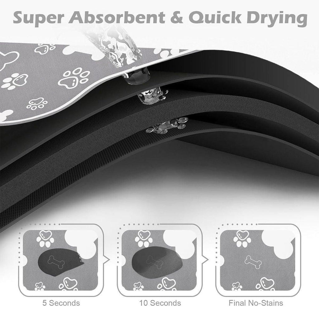 Absorbent Pet Feeding Mat – Black, 60x90cm
