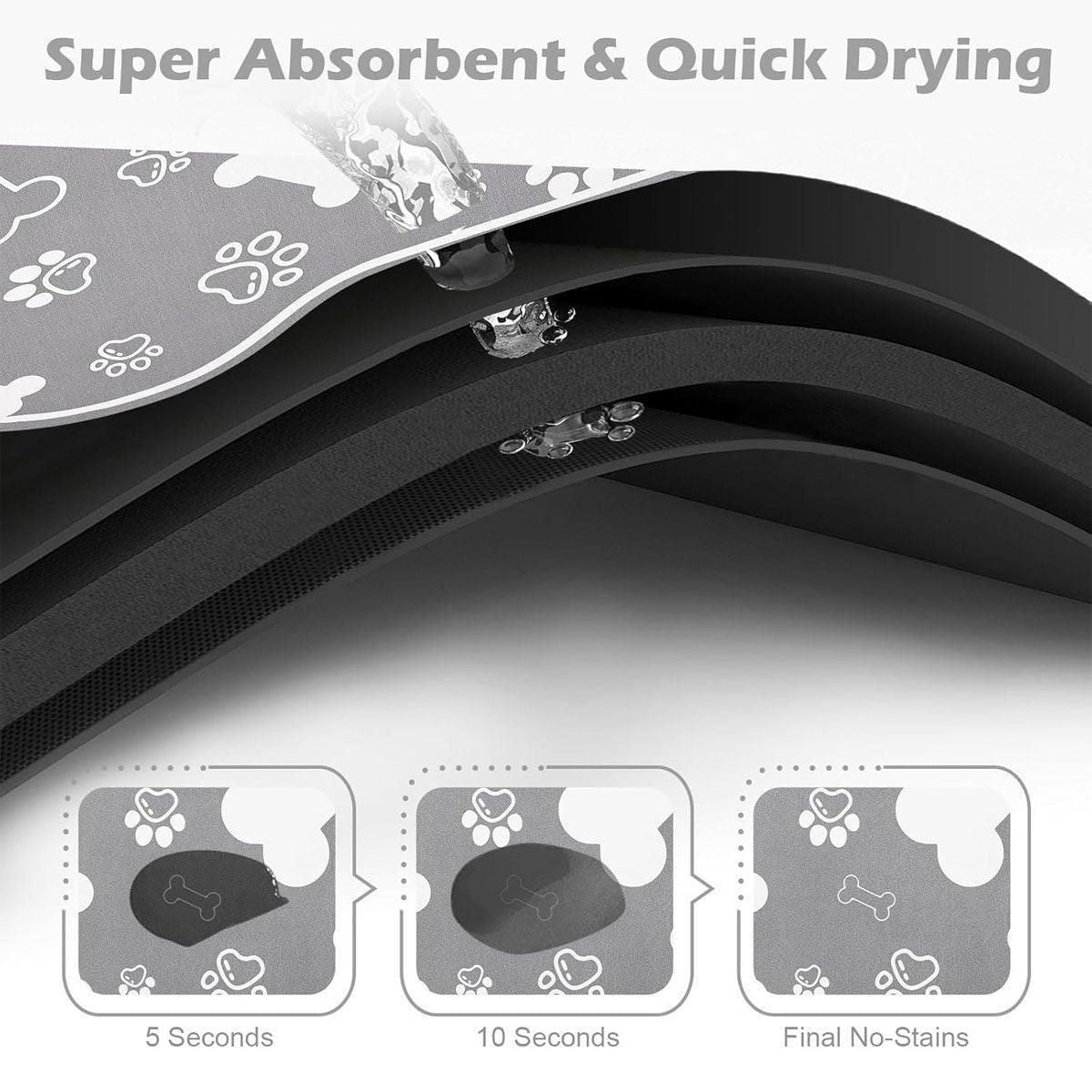 Absorbent Pet Feeding Mat – Black, 60x90cm