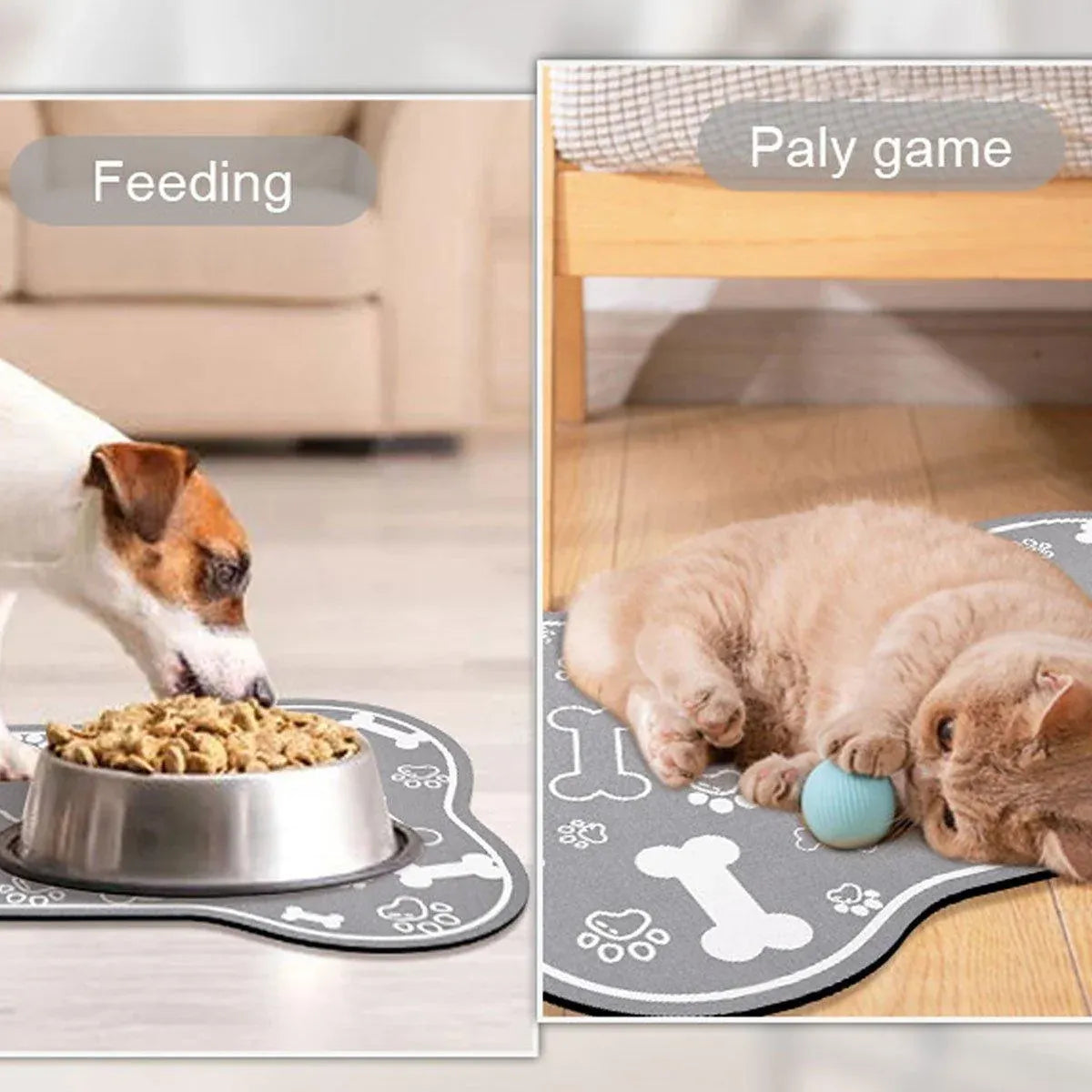 Absorbent Pet Feeding Mat – Black, 60x90cm