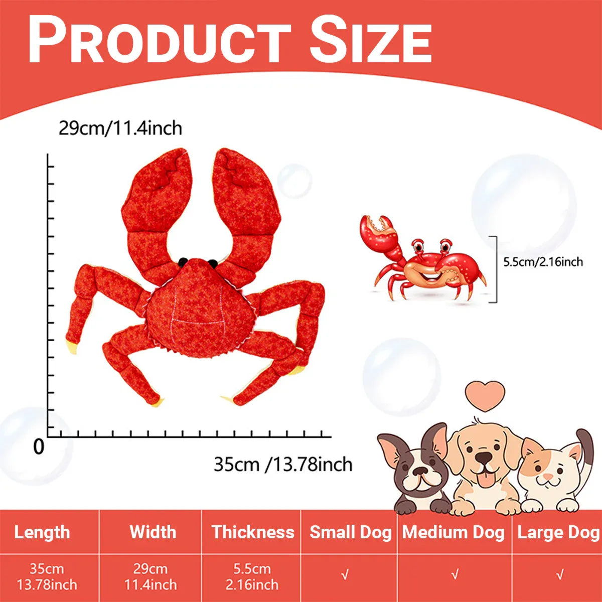 Plush Crab Chew Toy – Puppies & Small Dogs