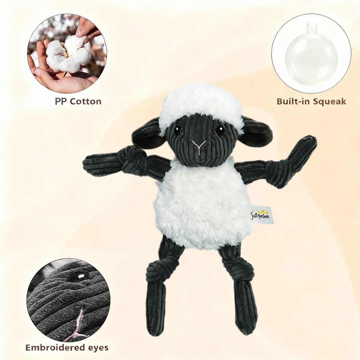 Squeaky Plush Lamb Dog Toy