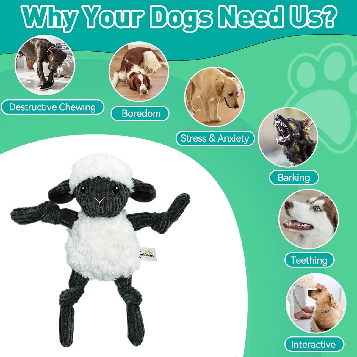 Squeaky Plush Lamb Dog Toy