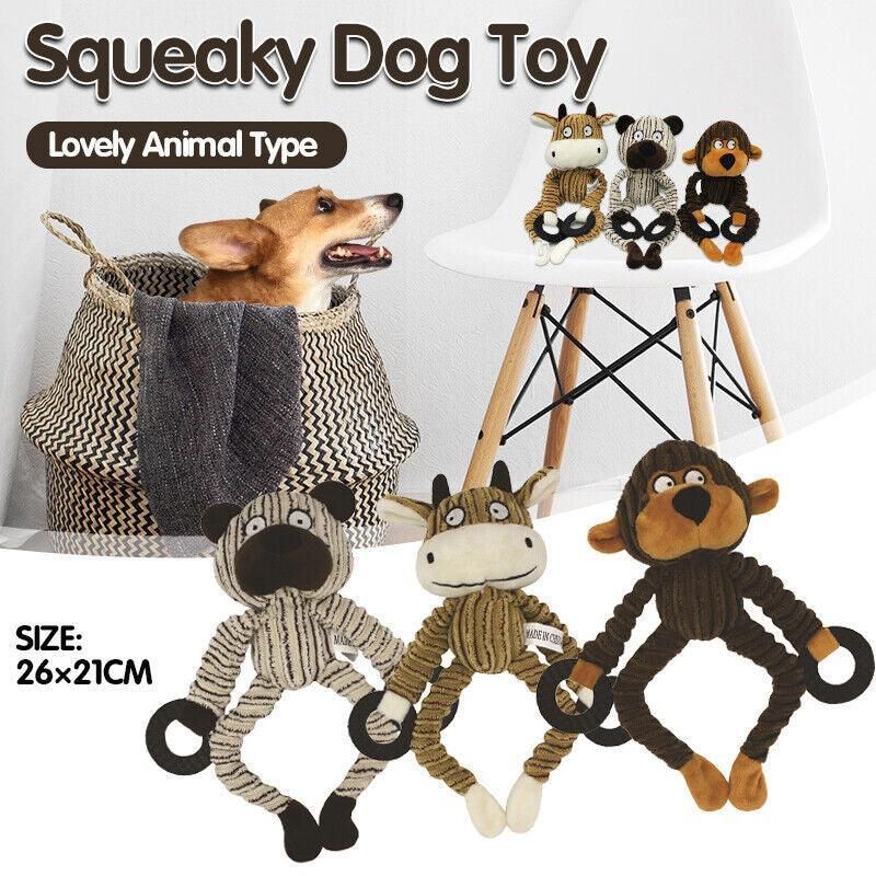 Unstuffed Squeaky Dog Toy – Cow