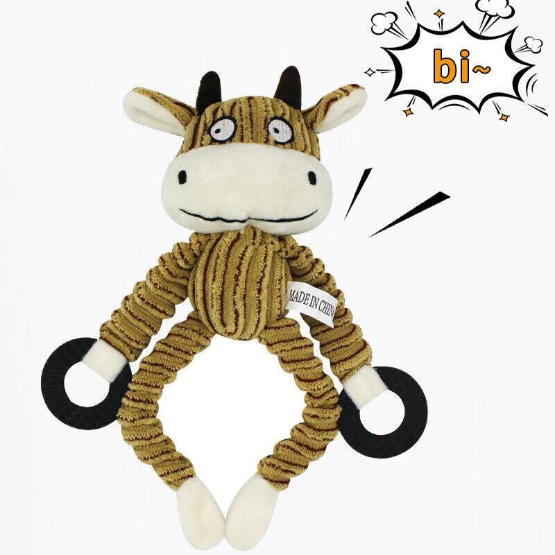 Unstuffed Squeaky Dog Toy – Cow