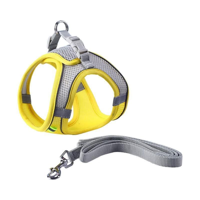 Reflective Dog Harness & Leash Set – Yellow, L
