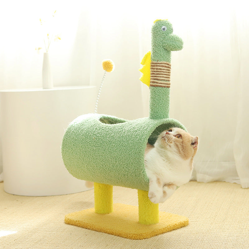 Dinosaur Cat Tree with Tunnel & Sisal Scratching Posts – Green