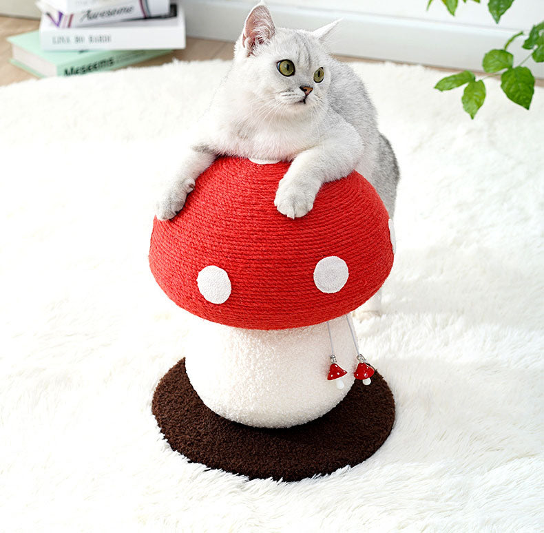 Mushroom Cat Tree with Sisal Scratching Post – Red, 50cm