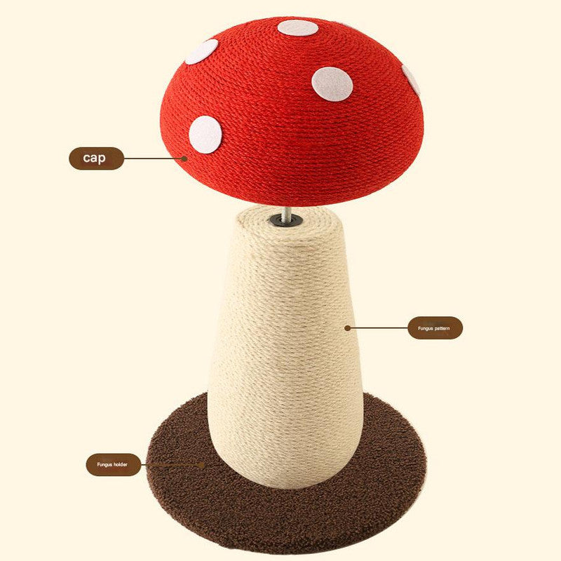 Mushroom Cat Tree with Sisal Scratching Post – Red, 50cm