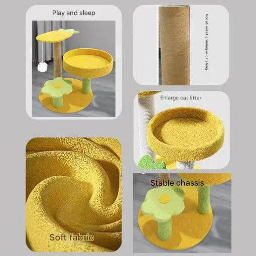 Cactus & Pineapple Cat Tree with Scratching Post & Perch – Yellow