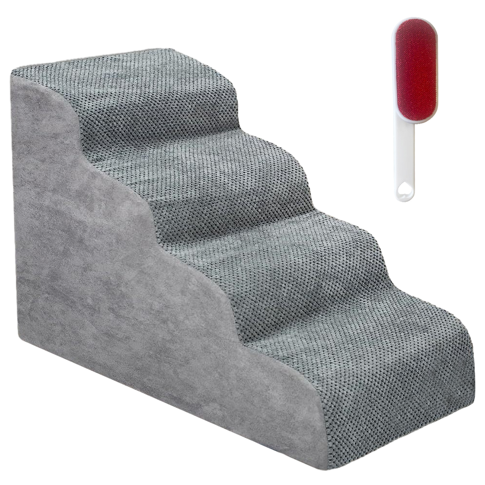 4-Step Foam Dog Ramp – Grey